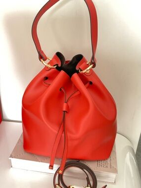 A. Bellucci Orange Leather Drawstring Bucket Bag - Women